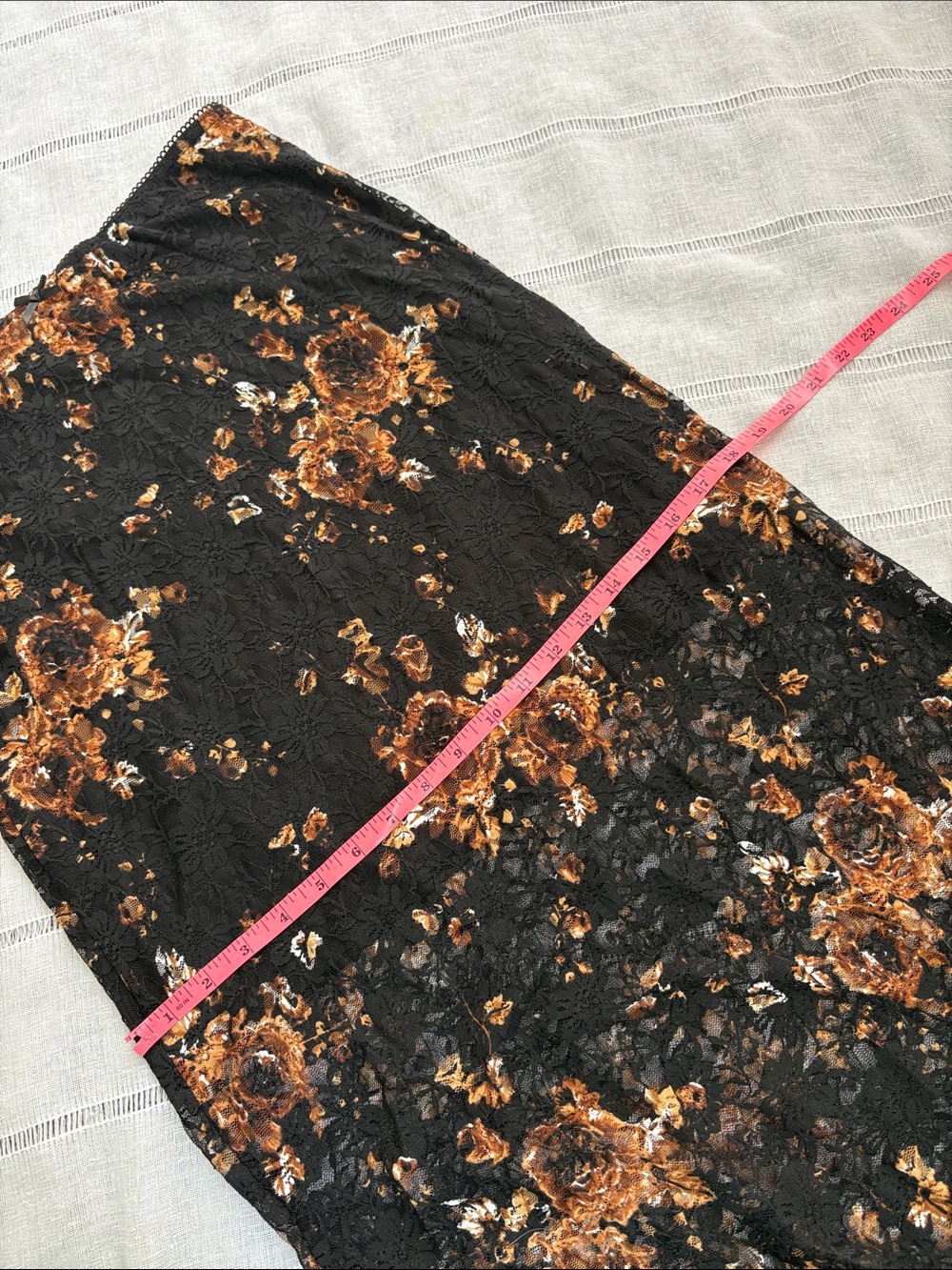 Promesa Black Maxi Skirt with Brown Floral Lace - Picture 11 of 12
